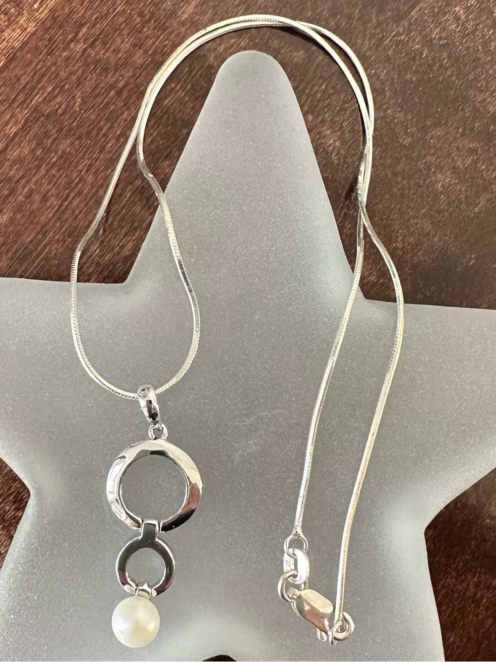 Sterling silver and pearl bubbles necklace, 16in